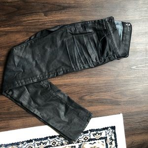 7 For All Mankind Black Waxed Jeans